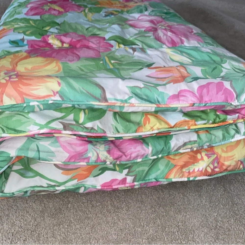 LAUREN‎ Ralph Lauren Twin Size Comforter Tropical Floral Hibiscus Sandy Lane